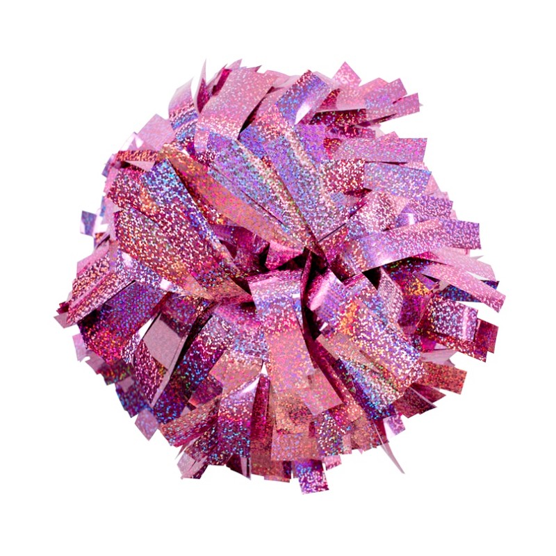 Pompones 6" holográfico rosa